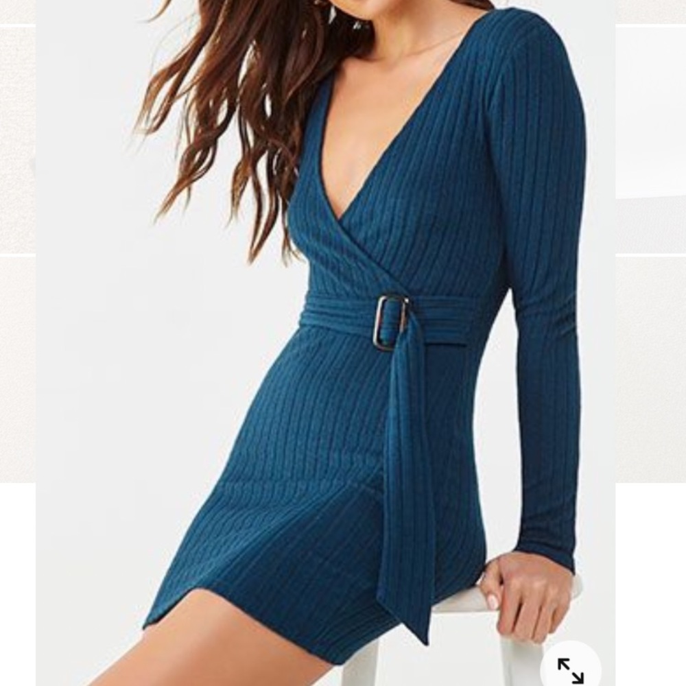 Brushed Belted Surplice Dress